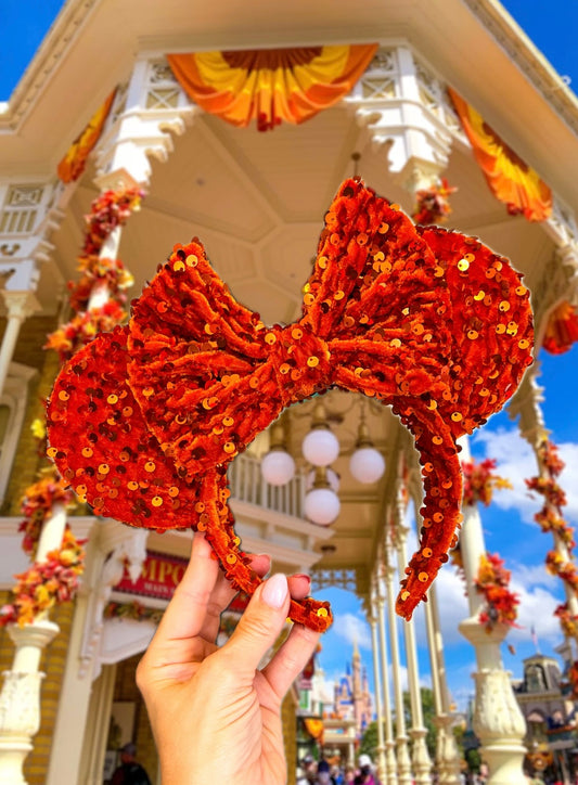 Orange Sparkle Luxury Sequin Ears