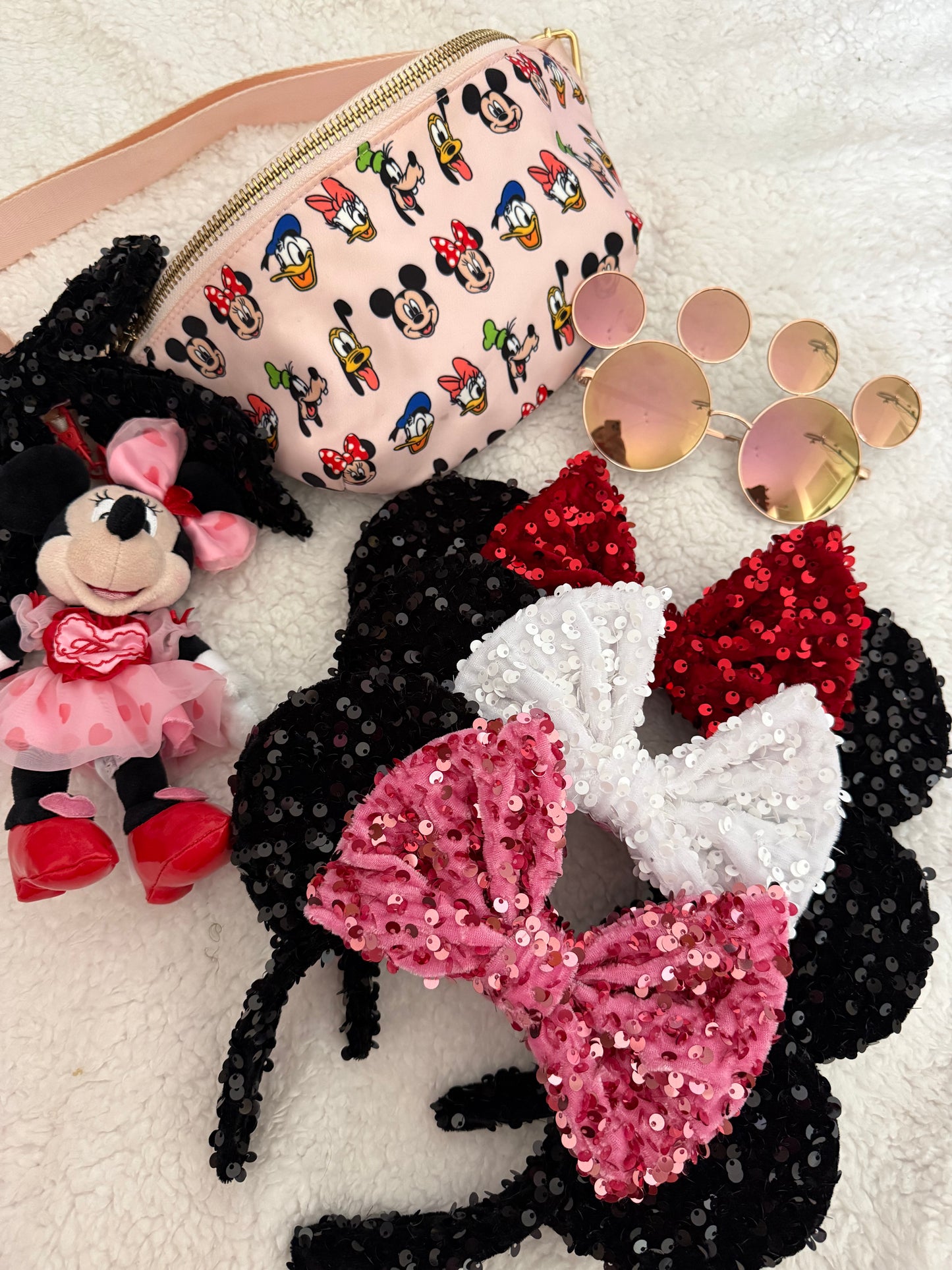 Classic Black and Pink Sparkle Luxury Sequin Ears