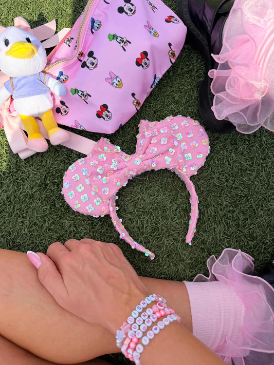 Pink Flower Sequin Ears