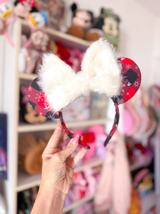 Christmas Plaid Snowflake Ears