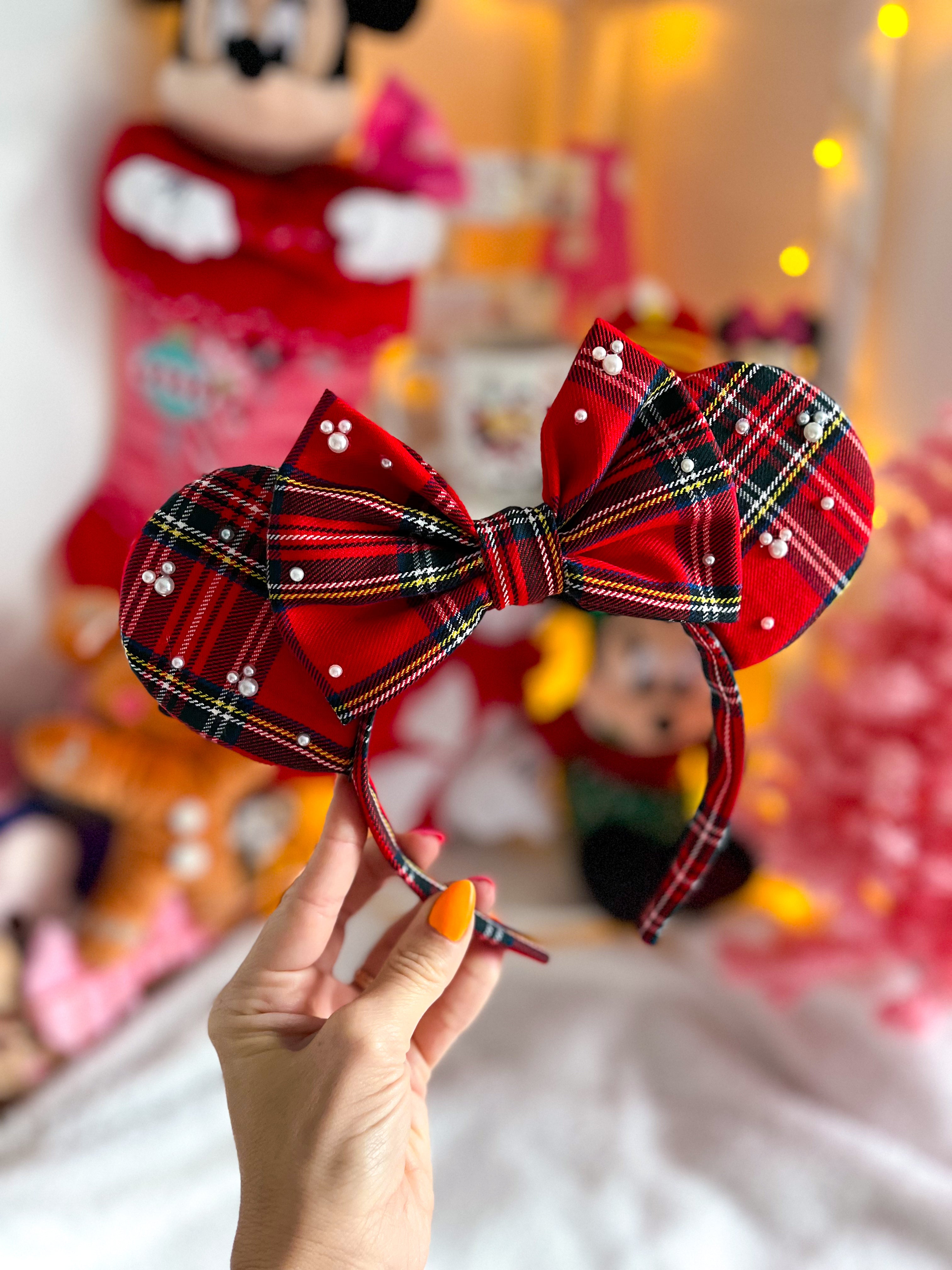 Christmas Plaid Pearl Ears