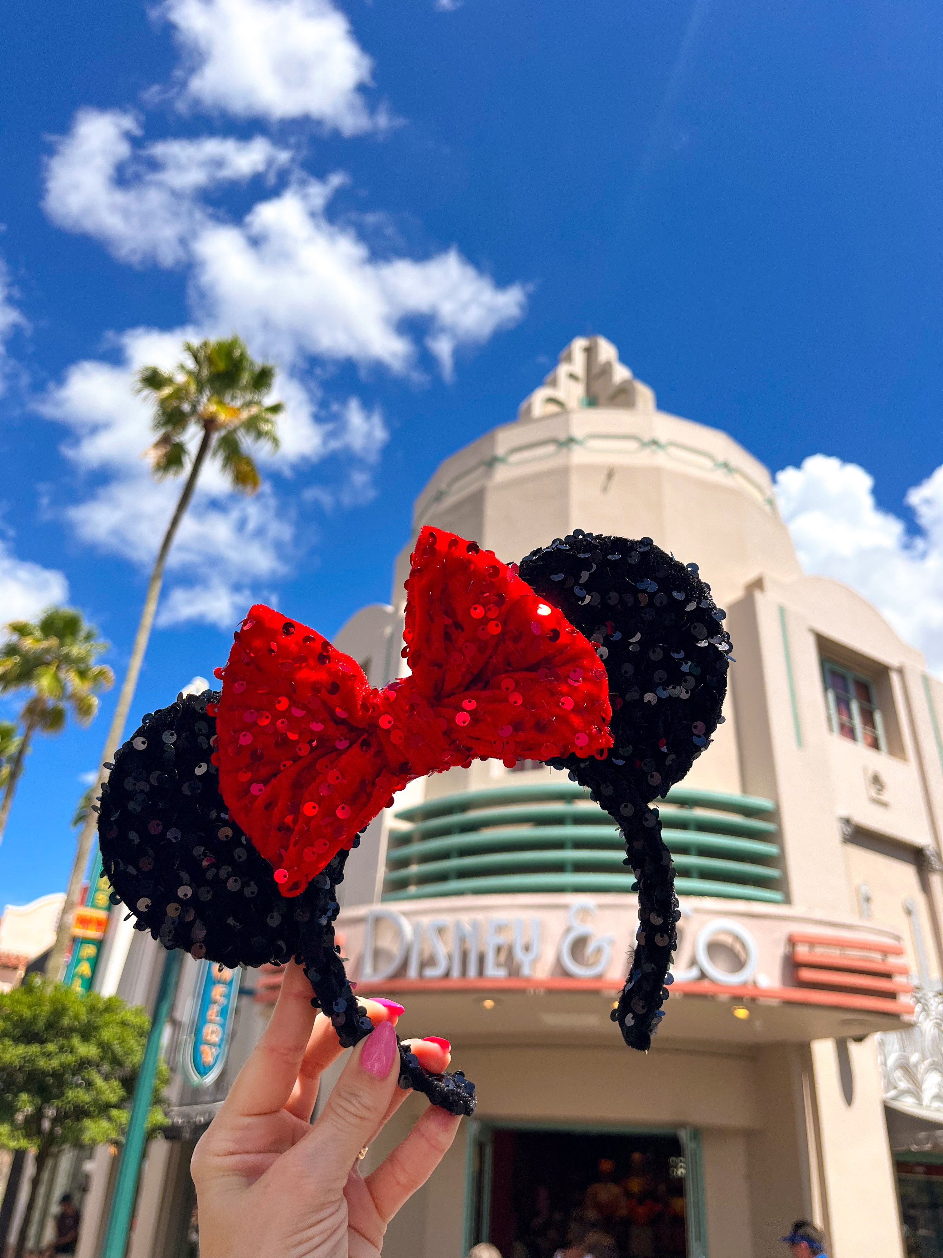 Classic Black and Red Sparkle Luxury Sequin Ears