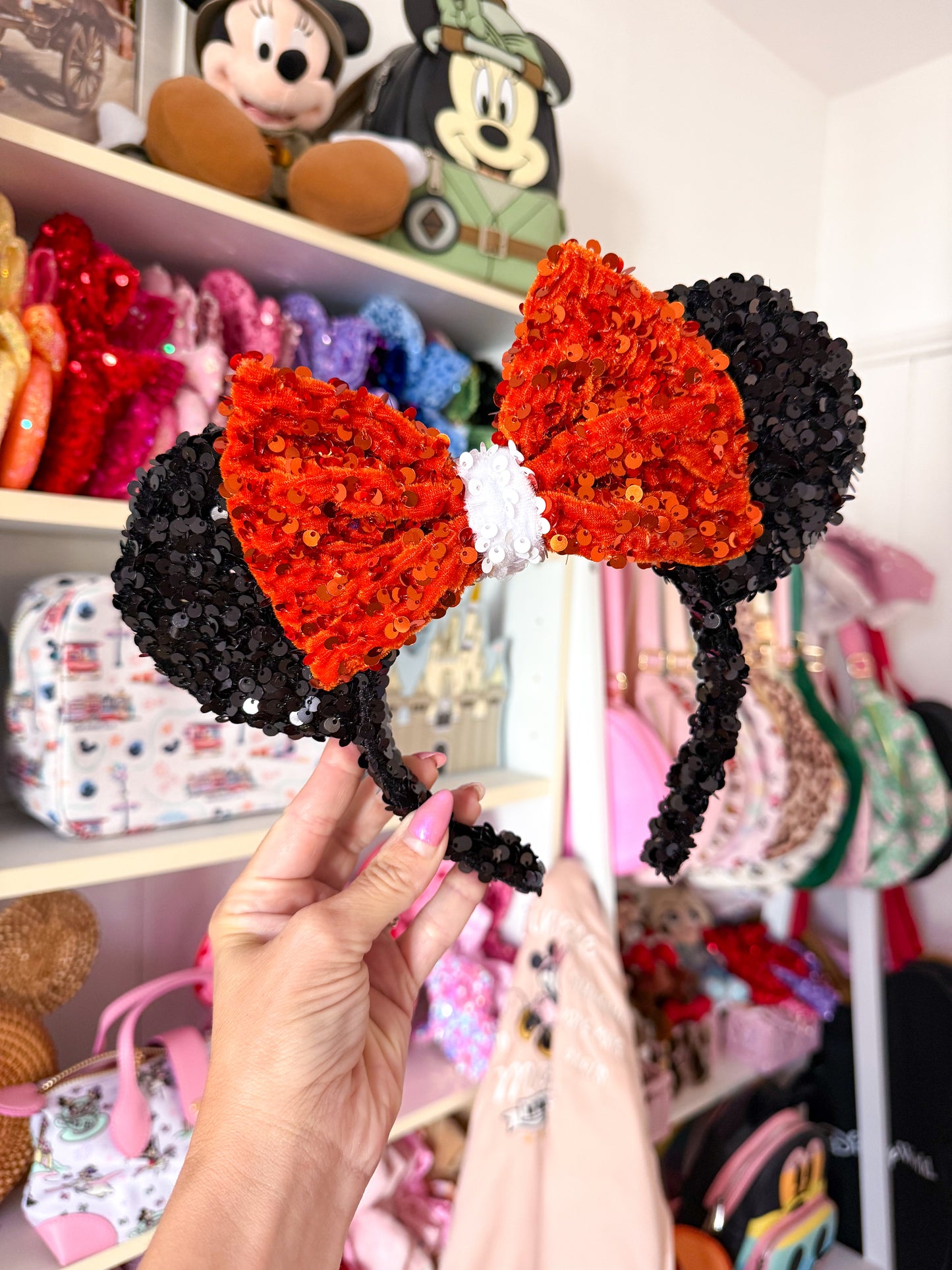 Halloween Classic Black Orange Sparkle Ears