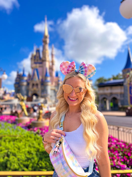 Rainbow Gingham Pearl Ears