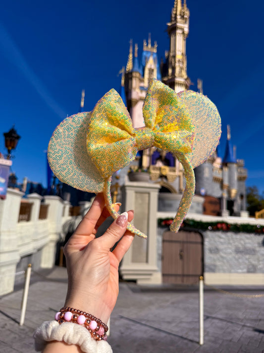 Butter Yellow Iridescent Sequin Ears
