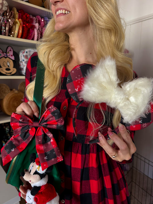Christmas Plaid Snowflake Ears