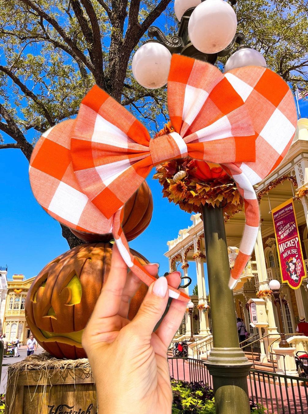 Halloween Orange Gingham Ears