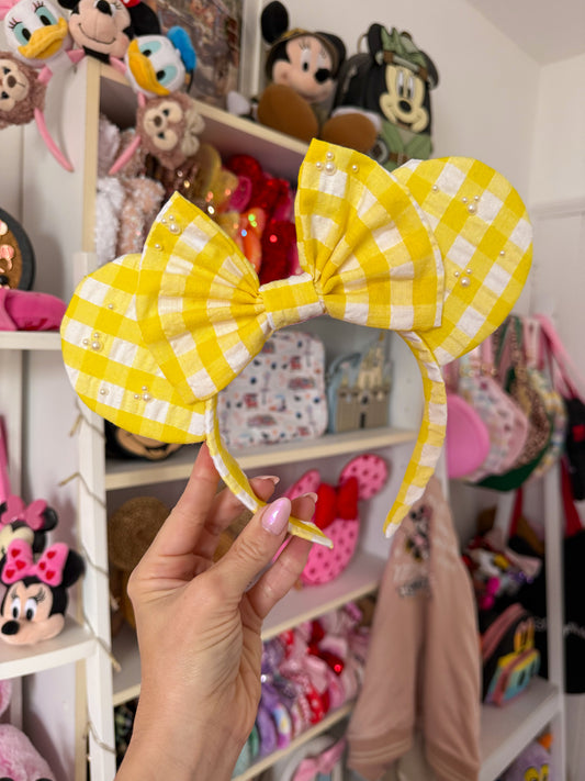 Gingham Pearl Ears