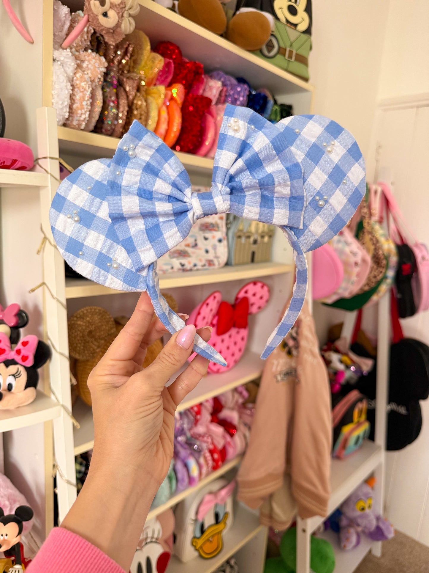 Gingham Pearl Ears