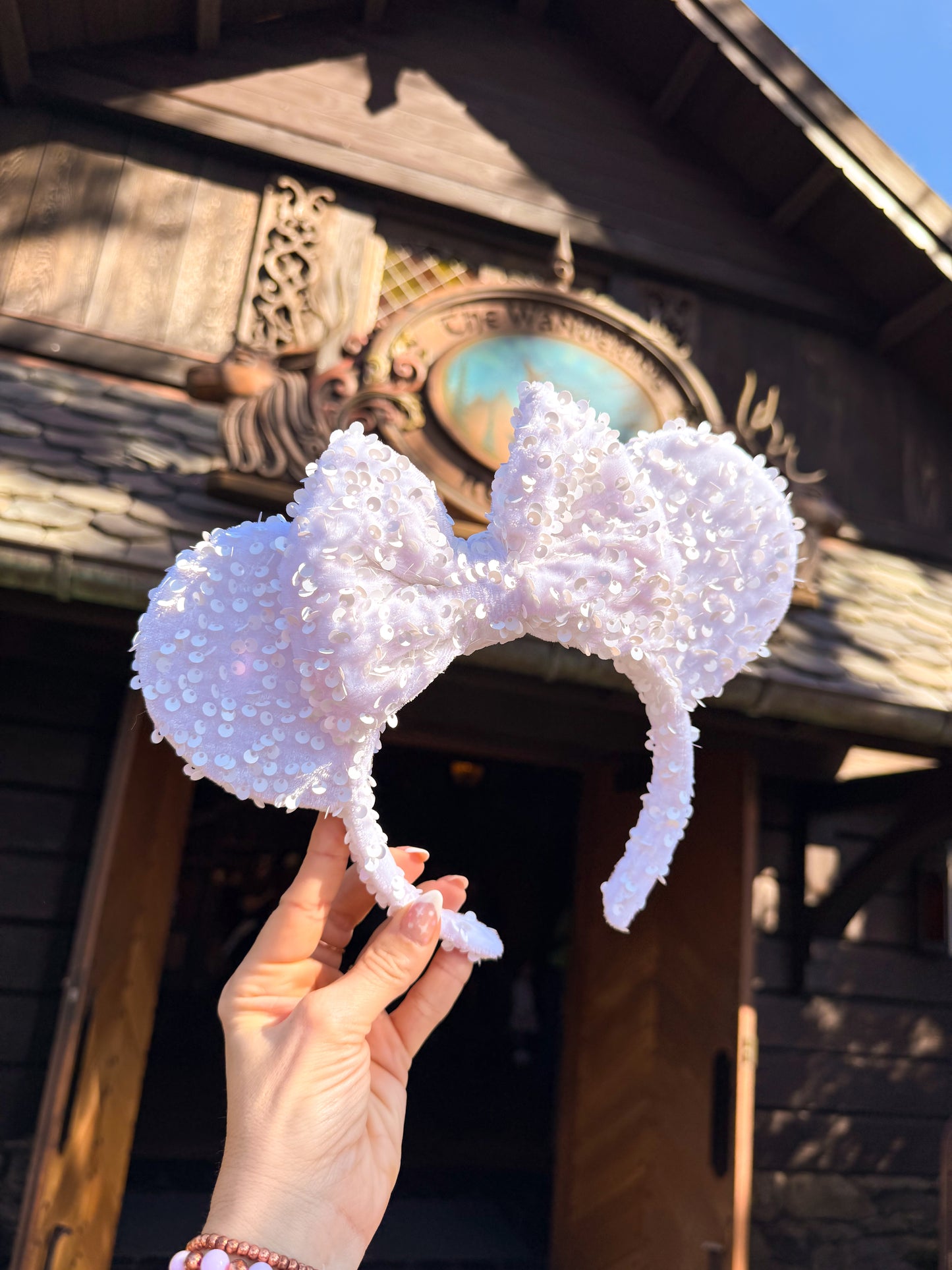 White Sparkle Luxury Sequin Ears