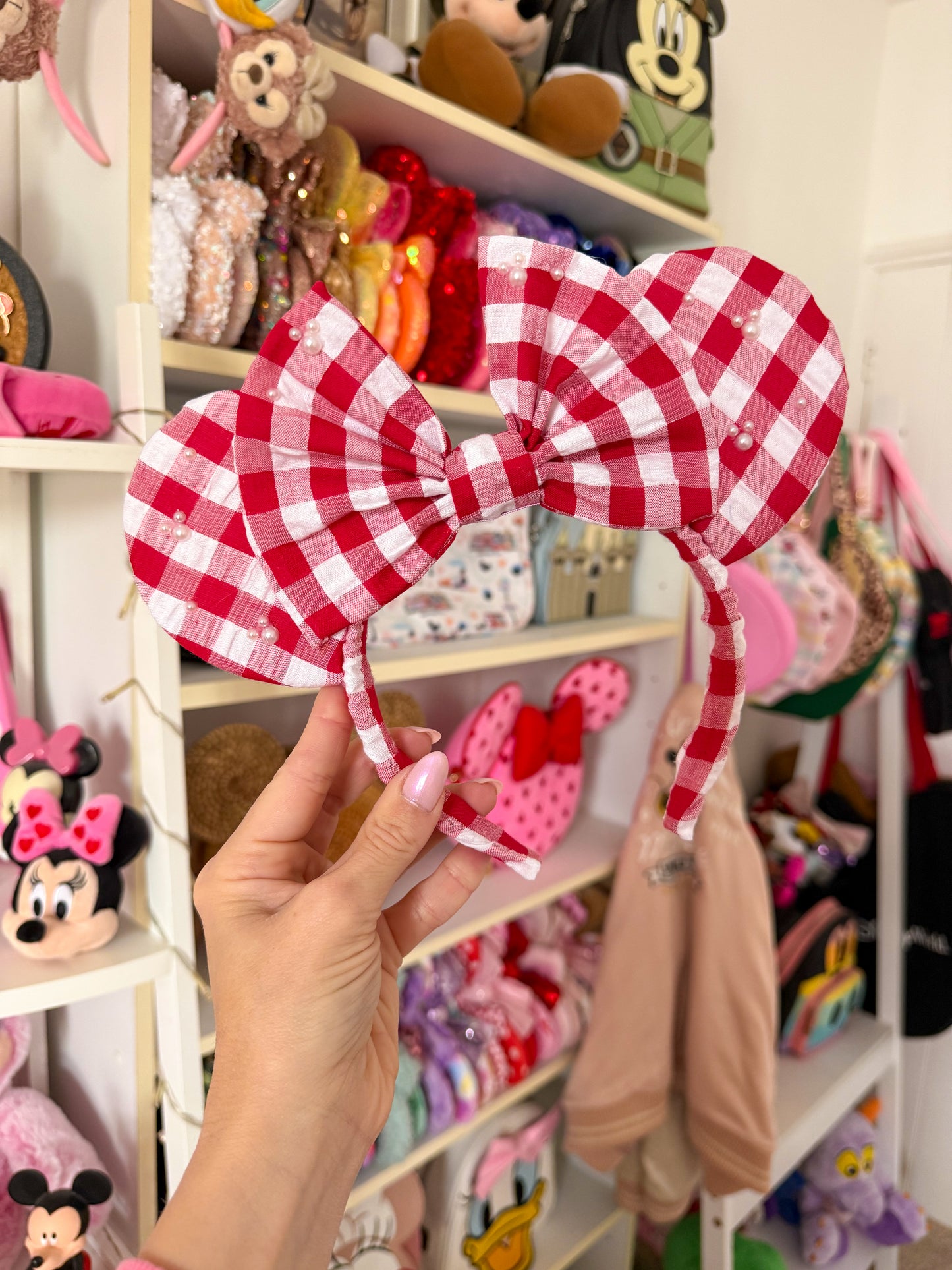 Gingham Pearl Ears