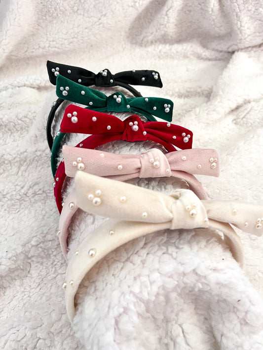 Velvet Pearl Mouse Knot Headband
