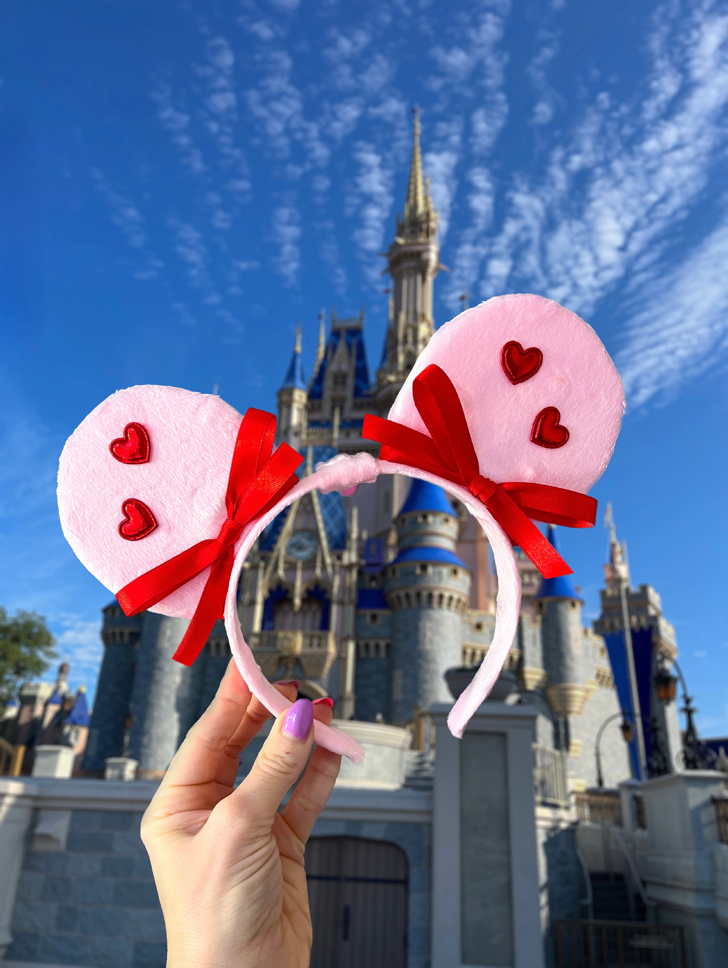 Pink Heart Bow Valentines Ears