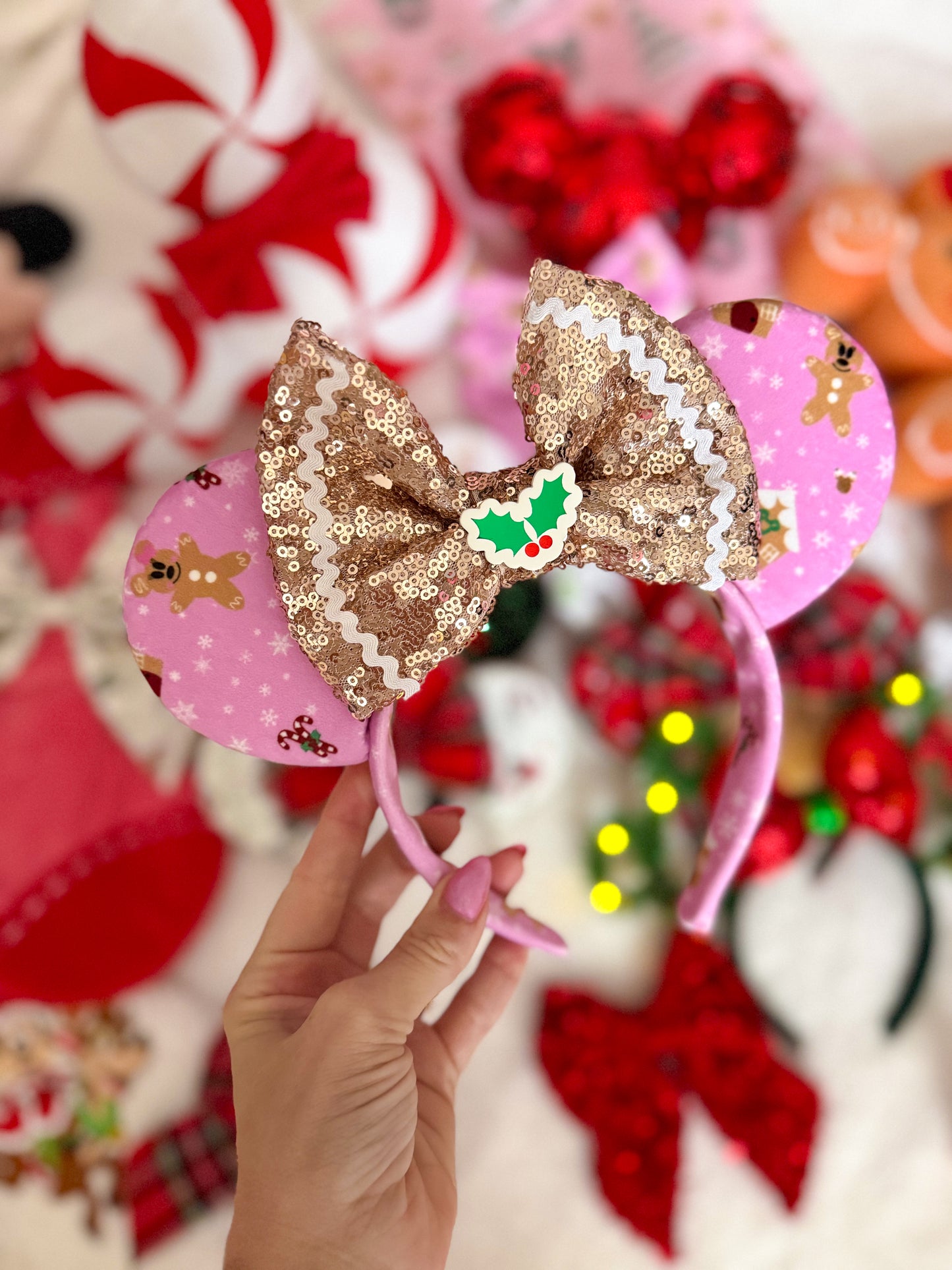 Christmas Pink Velvet Gingerbread Ears