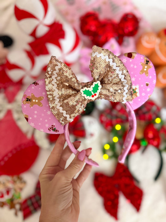 Christmas Pink Velvet Gingerbread Ears
