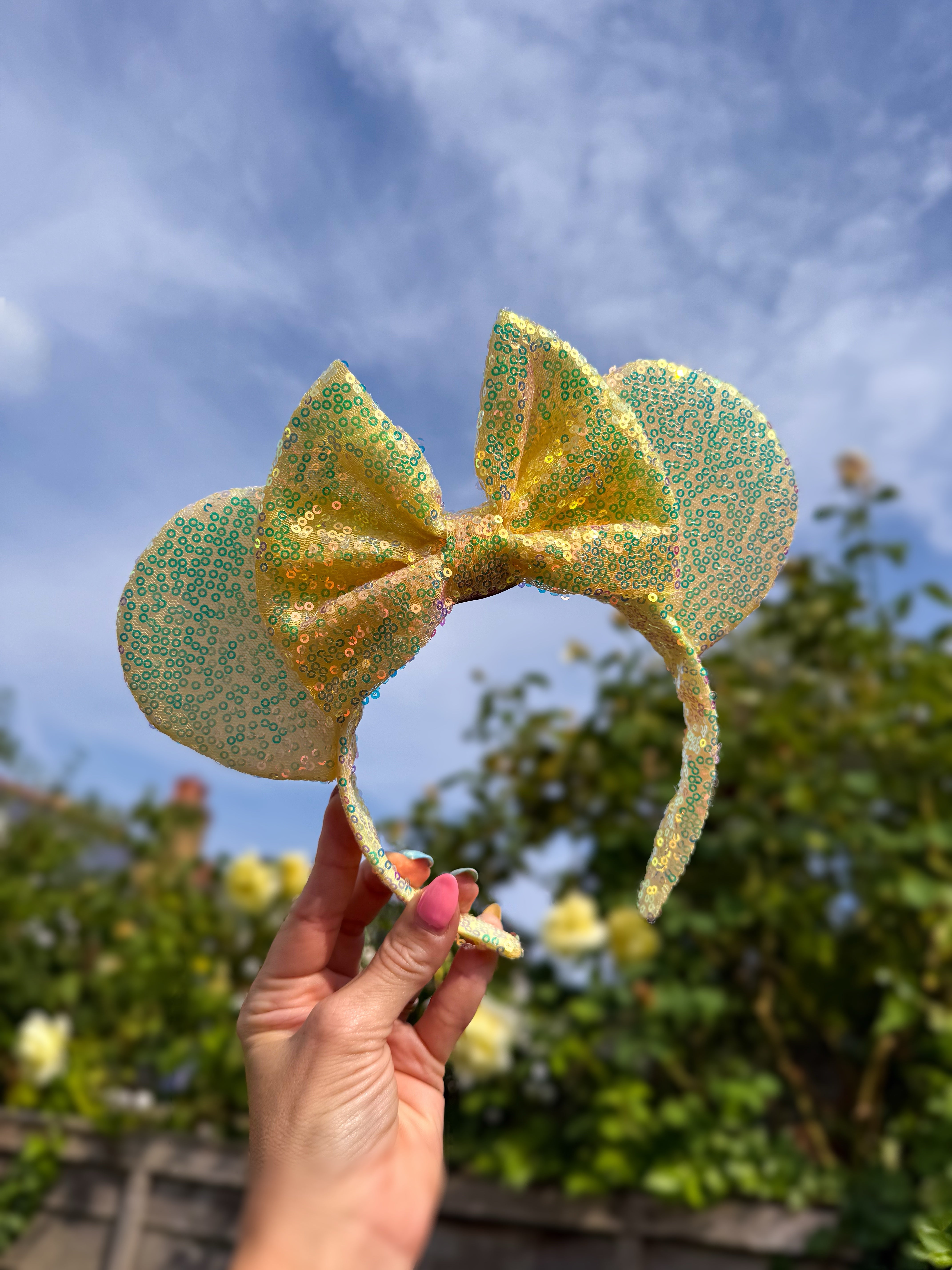 Butter Yellow Iridescent Sequin Ears