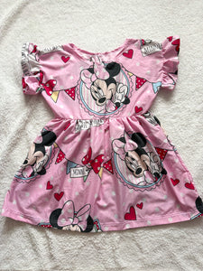 Pink Heart Mouse Smock Dress