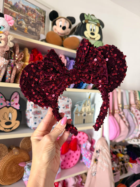 Burgundy Sparkle Luxury Sequin Ears
