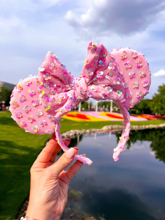 PRE ORDER FRIDAY 27TH Pink Flower Sequin Ears