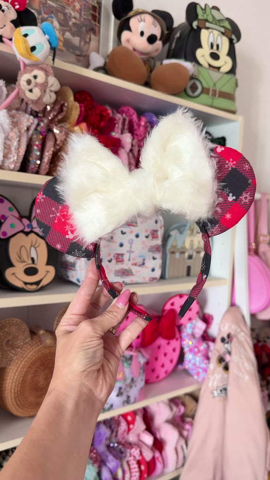 Christmas Plaid Snowflake Ears