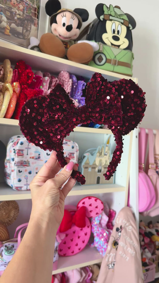 Burgundy Sparkle Luxury Sequin Ears