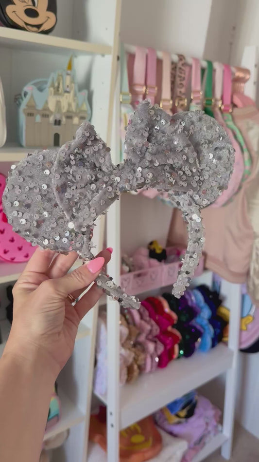 Silver Sparkle Luxury Sequin Ears