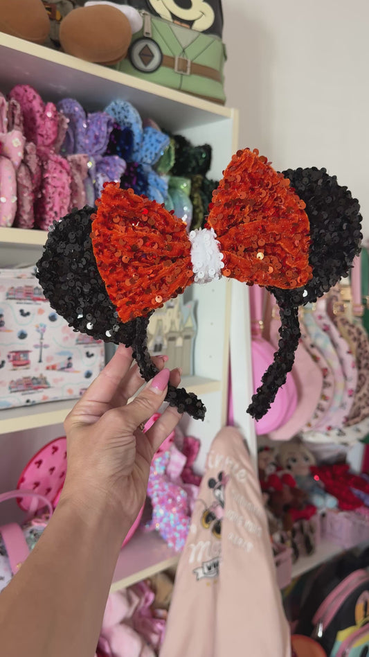Halloween Classic Black Orange Sparkle Ears