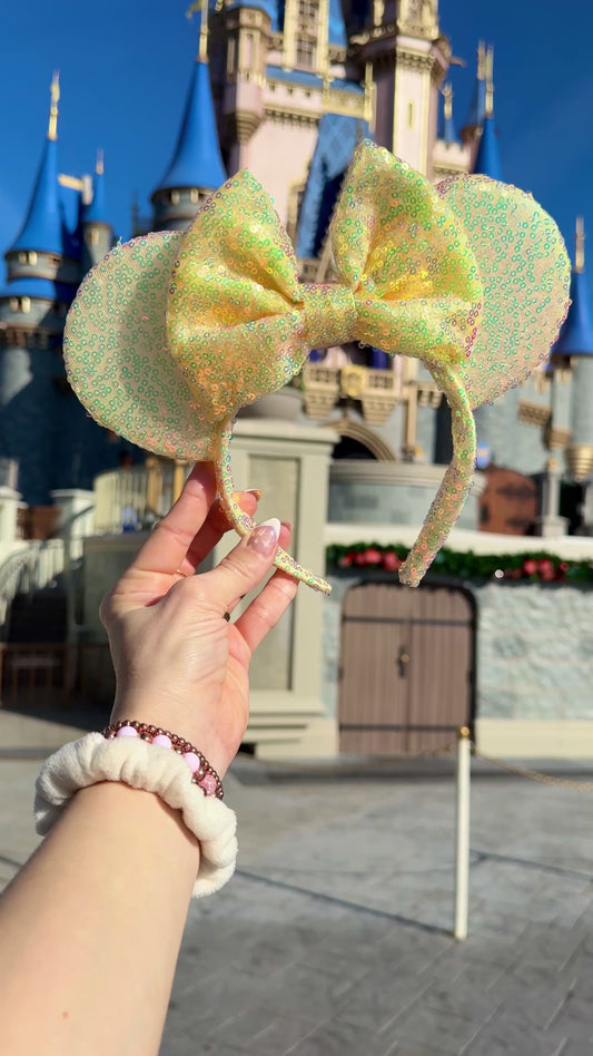 Butter Yellow Iridescent Sequin Ears