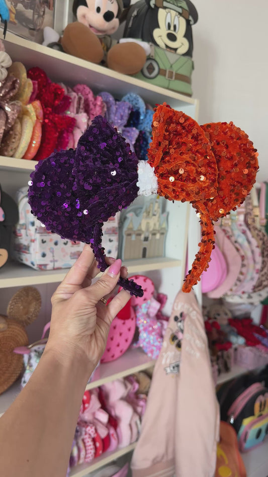 Halloween Orange Purple Half & Half Sparkle Ears