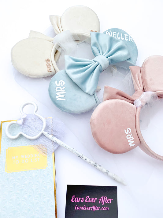 Disney Inspired Minnie Velvet Bridal Ears with Veil