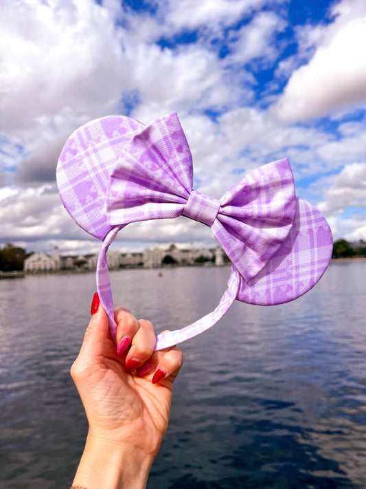 Disney Inspired Lilac Mickey Plaid Ears